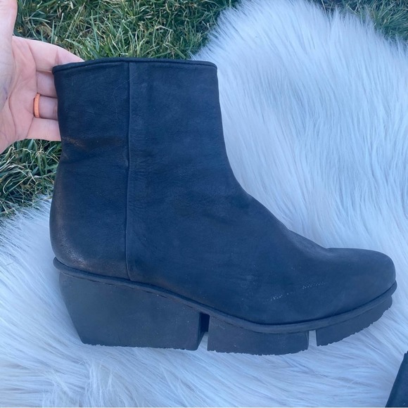 TRIPPEN Blaze Black Side-Zip Wedge Platform Leather Ankle Boots booties 40 EU - Picture 4 of 12